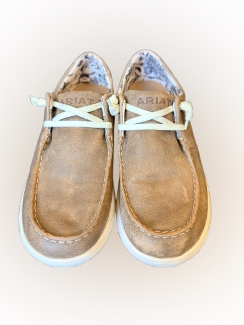Ariat Hilo Tan Suede Casual Shoes Women’s 8.5 Moc Toe Lace-Up Comfort